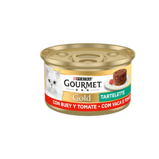 Gourmet Gold Mousse de Carne de Vaca e Tomate em lata para gatos